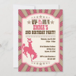 Cowgirl 2nd Birthday Party Girl Invitation