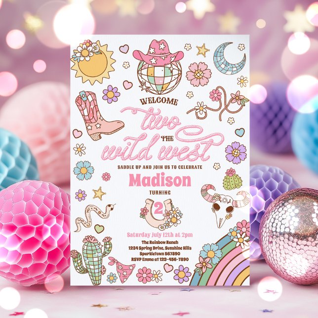 Cowgirl 2nd Birthday Welcome Two The Wild West  Invitation (Creator Uploaded)