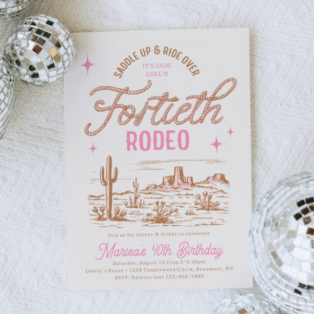 Cowgirl 40th Rodeo Birthday Invitation (Creator Uploaded)