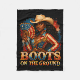 Cowgirl 4th Of July All American Girl Boots On The Fleece Blanket