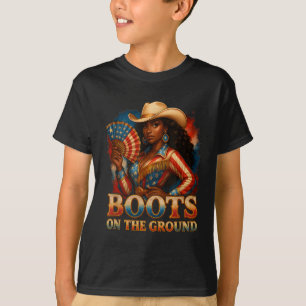 Cowgirl 4th Of July All American Girl Boots On The T-Shirt