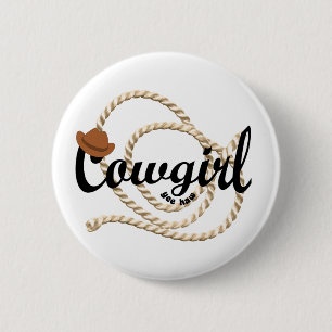 Cowgirl 6 Cm Round Badge