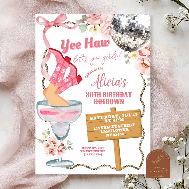 Cowgirl Adult Birthday Hoedown Invitation (Creator Uploaded)