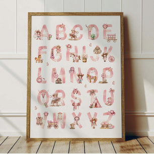 Cowgirl Alphabet ABC Poster Kids Room Decor