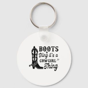 Cowgirl &amp; Boots Bling Its A Cowgirl Thing Hors Key Ring