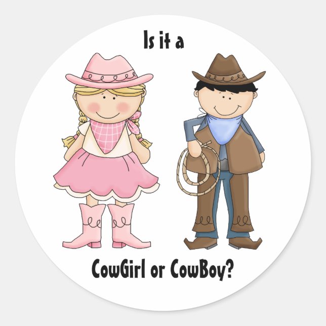 Cowgirl and Cowboy Gender Reveal Sticker (Front)