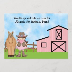 Cowgirl and Horse Birthday Invitation