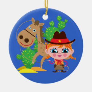 Cowgirl and Horse Ceramic Tree Decoration