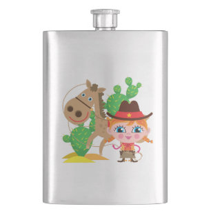 Cowgirl and Horse Hip Flask