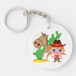 Cowgirl and Horse Key Ring