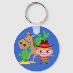 Cowgirl and Horse Key Ring