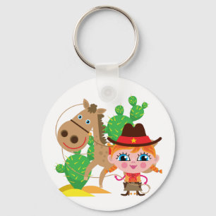 Cowgirl and Horse Key Ring
