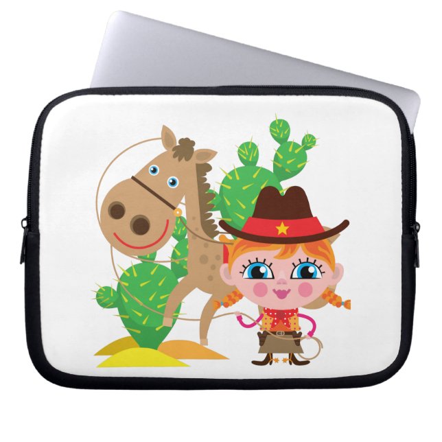 Cowgirl and Horse Laptop Sleeve (Front)