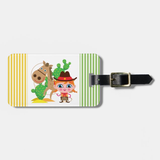 Cowgirl and Horse Luggage Tag (Front Horizontal)