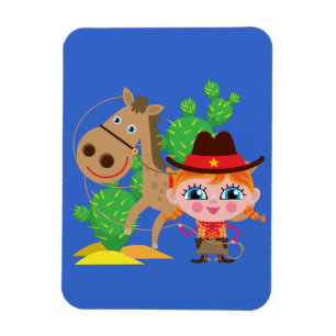 Cowgirl and Horse Magnet