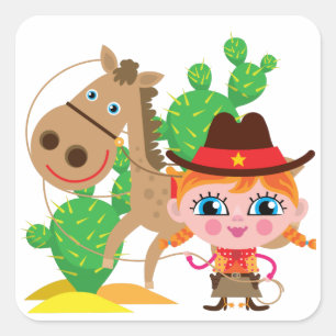 Cowgirl and Horse Square Sticker