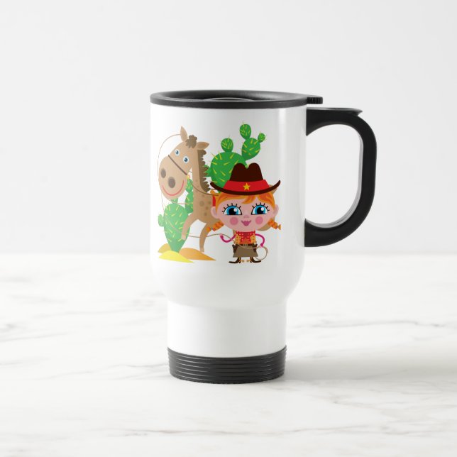 Cowgirl and Horse Travel Mug (Right)