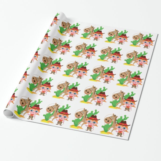 Cowgirl and Horse Wrapping Paper (Unrolled)