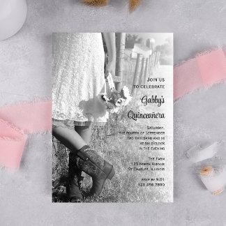 Cowgirl and Sunflowers Country Western Quinceañera Invitation
