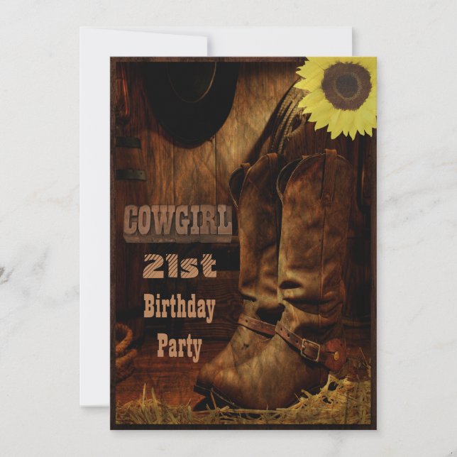 Cowgirl Any Age Birthday Rustic Country Western Invitation (Front)