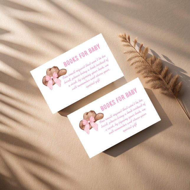 Cowgirl baby shower book request enclosure card (Cowgirl western baby shower book request enclosure card bow books for baby cards)