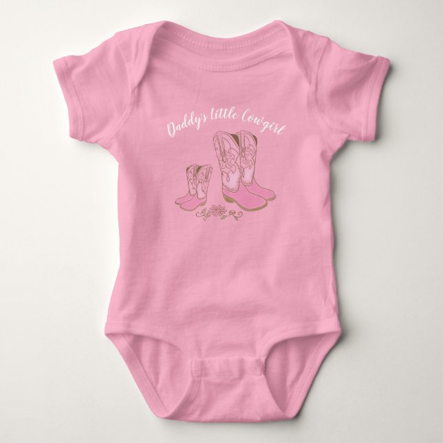 Cowgirl Baby Shower Country Western Pink Girl Bodysuit (Front)