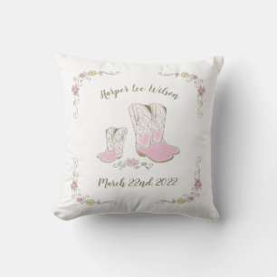 Cowgirl Baby Shower Country Western Pink Girl Cushion