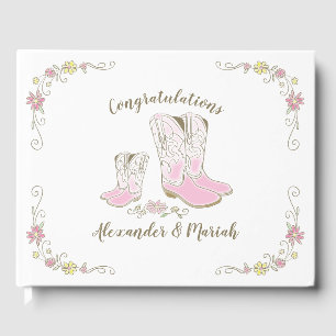 Cowgirl Baby Shower Country Western Pink Girl Guest Book