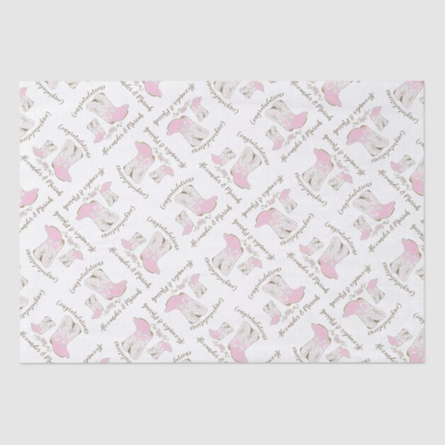 Cowgirl Baby Shower Country Western Pink Girl Tissue Paper (Front)