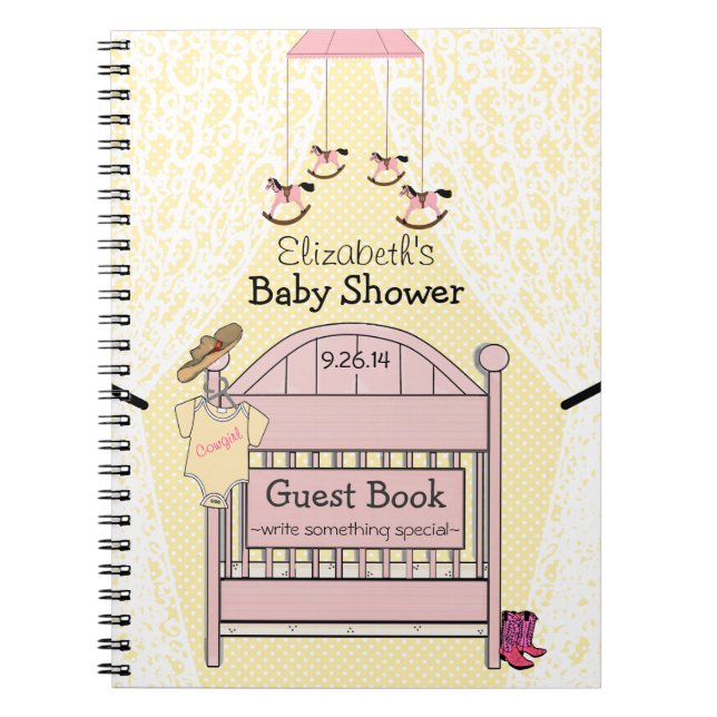 Cowgirl Baby Shower Guest Book- Spiral Notebook (Front)