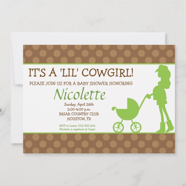 Cowgirl Baby Shower Invitation (Front)