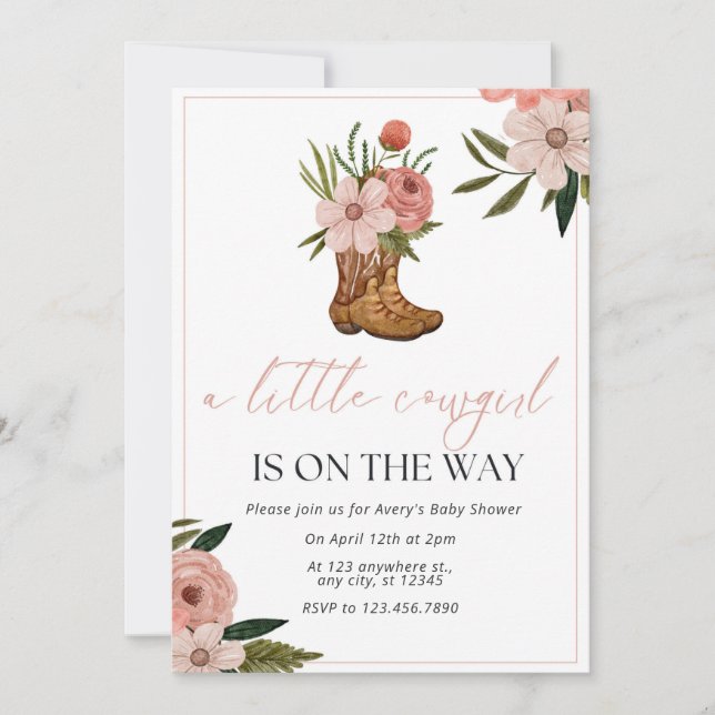 Cowgirl Baby Shower Invitation (Front)