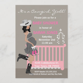 Cowgirl Baby Shower Invitation - African American