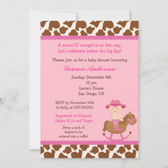 Cowgirl Baby Shower Invitations (Front)