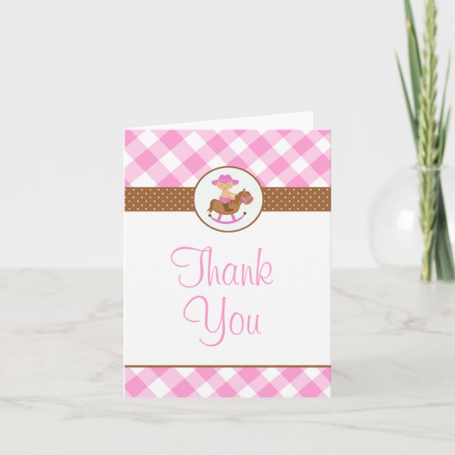 Cowgirl Baby Shower or Birthday Thank you card (Front)