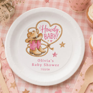 Cowgirl Baby Shower Paper Plate