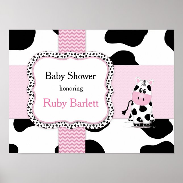 Cowgirl Baby Shower Poster in Pink (Front)