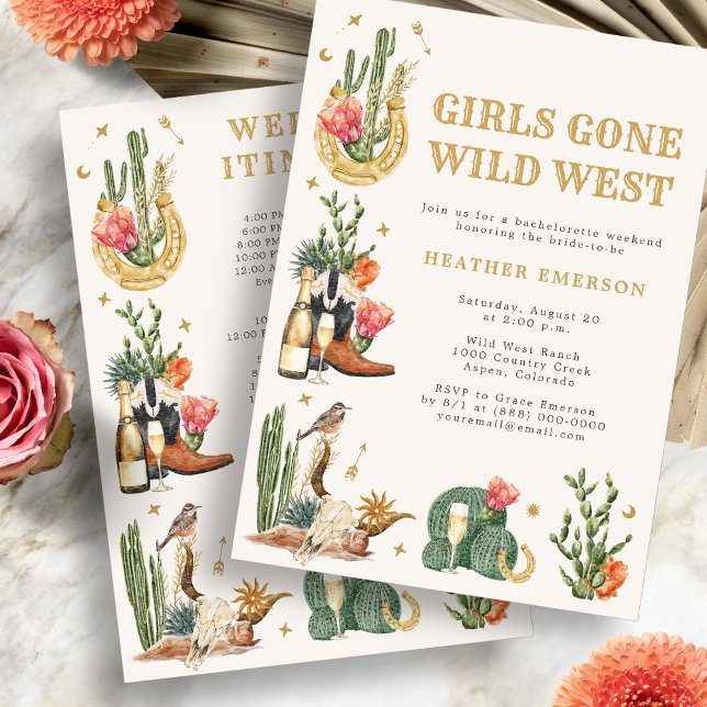 Cowgirl Bachelorette Invitation (Girl Gone Wild West Cowgirl Bachelorette Invitation by Painted Paperie
)