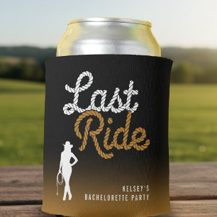 Cowgirl Bachelorette Party Last Ride Ombre Brown Can Cooler