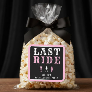 Cowgirl Bachelorette Party Last Ride Pink Square Sticker