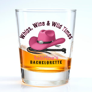 Cowgirl Bachelorette Party Whips Wine & Wild Times Shot Glass