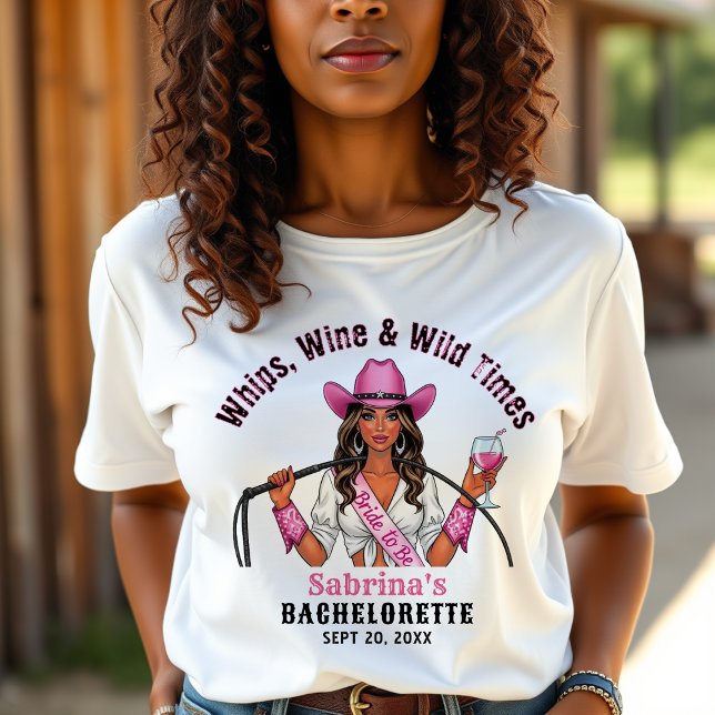 Cowgirl Bachelorette Party Whips Wine & Wild Times T-Shirt (Cowgirl Bachelorette Party Whips Wine & Wild Times T-Shirt
)