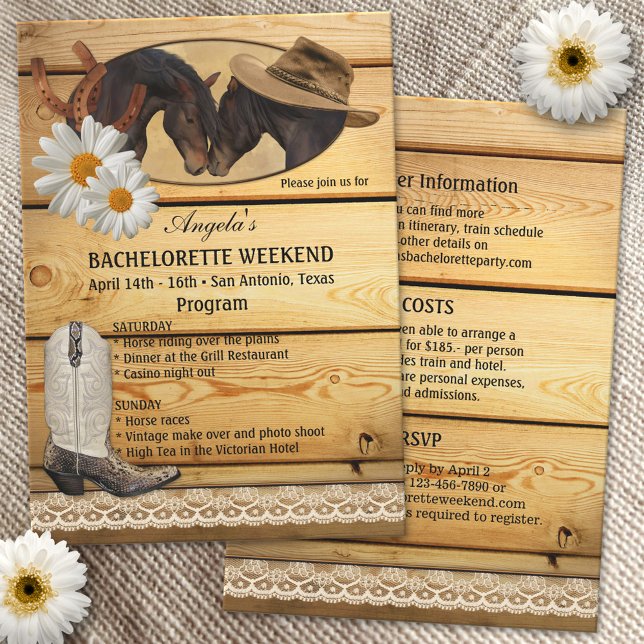 Cowgirl Bachelorette Weekend Program Invitation (Creator Uploaded)
