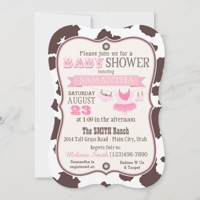 Cowgirl Bandanna Tutu Baby Shower Invitation (Front)