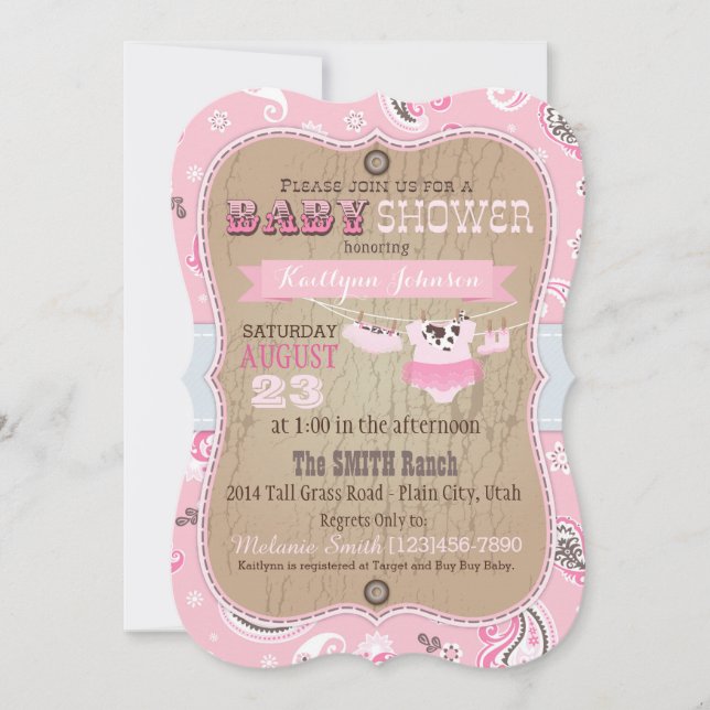 Cowgirl Bandanna Tutu Baby Shower Invitation (Front)