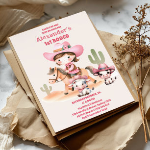 Cowgirl Birthday 1st Rodeo  Invitation