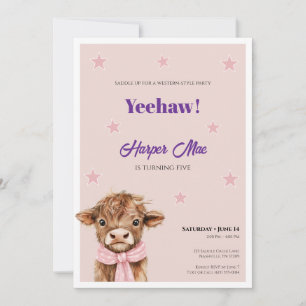 Cowgirl Birthday Invitation 5th Pink Western Party