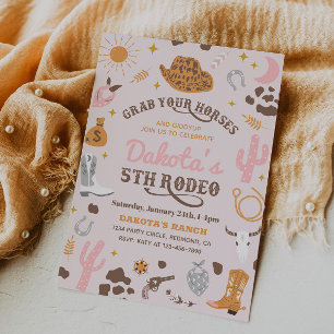 Cowgirl Birthday Invitation   5th Rodeo Invitation