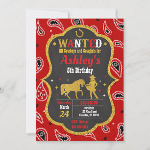 Cowgirl Birthday Invitation / Western / Glitter
