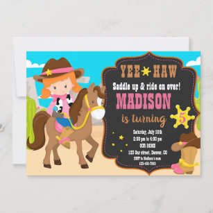 Cowgirl birthday invitation Western invitation